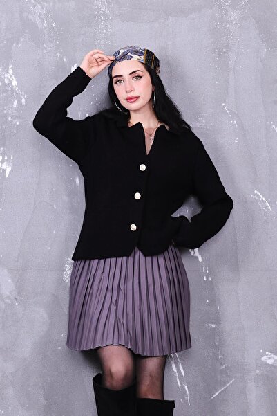 ZEYWEAR سترة صوفية مزينة بأزرار ذهبية