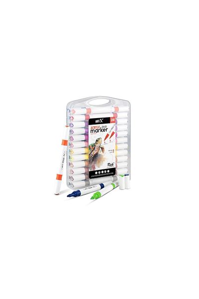 Rich Art-X Acrylic Duo Marker - Double Ended Water Based, 24 Color Set Painting Pen
