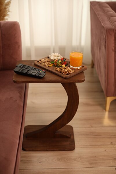 Rabo Craft %100 Doğal Ahşap Müstatil C Sehpa Yan Sehpa Zigon Sehpa