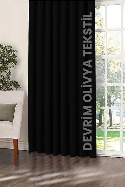 DEVRİM OLİVYA TEKSTİL Luxury 1St Grade Black Blackout Background Curtain - Special Planting, Light-Proof, Extra-Forced Blackout