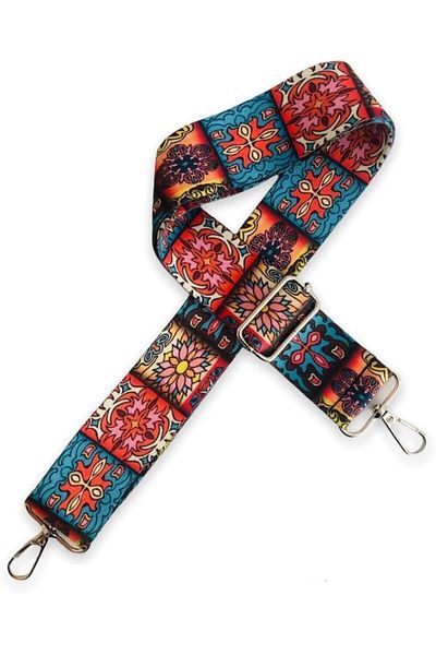 Gloria Polyester 120 cm Adjustable Column Bag - Square Indian Patterned Phone Strap