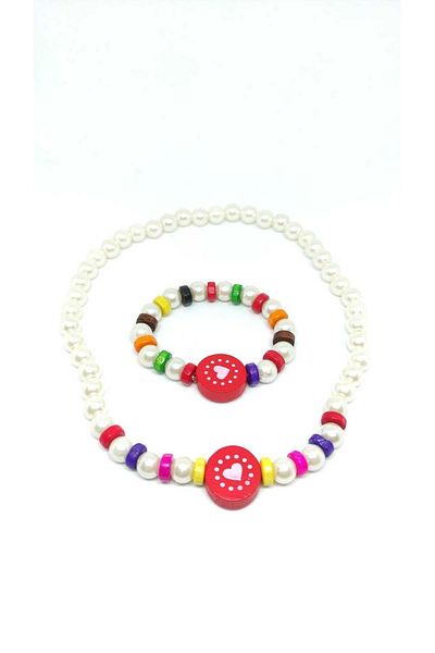 TUNA TAKI & AKSESUAR Children's Jewelry Set - Necklace and Bracelet Plastic and Wood