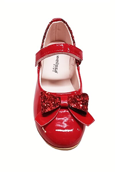 welissa Red Patent Leather Ballerinas - Girls, Bow and Glitter