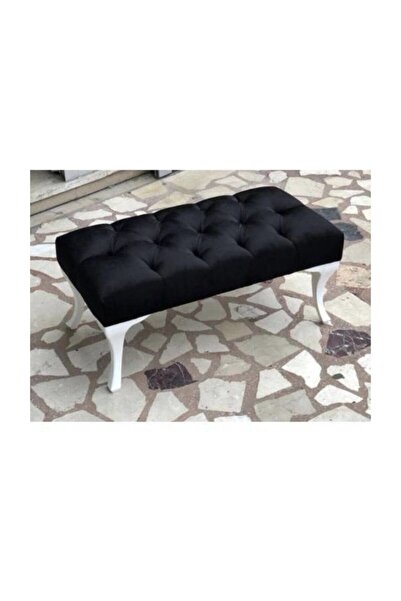 GND OFİS Siyah Dekoratif Kapitoneli Ayak Ucu Kapı Önü Puf Sırtsız Bank Puf