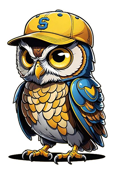 MegaSticker Sportmen şapkalı baykuş Sticker Araba, Motorsiklet, Kask, Laptop,...