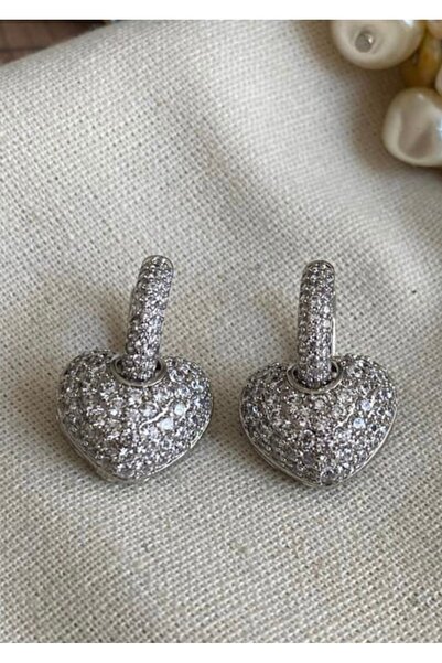 SU PERİSİ TAKI BİJUTERİ Vip Seri Gümüş Kalp Küpe