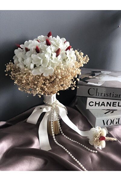 florbar Yeni Sezon Bordo Ortanca Buketi-nişan Çiçeği-yaka Çiçeği