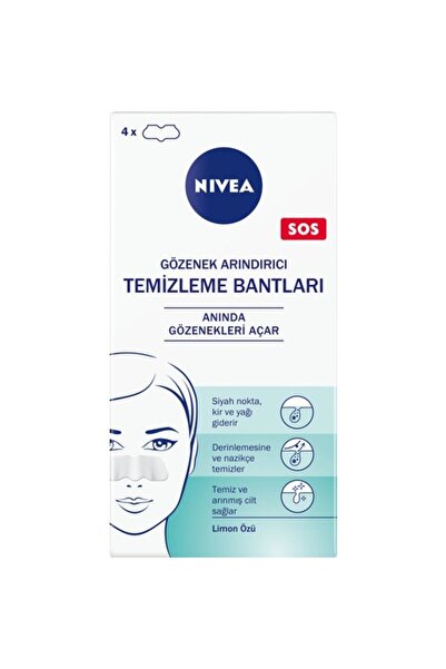 NIVEA Siyah Nokta & T-bölgesi Temizleyici, Gözenek Arındırıcı Burun Bandı, 4'lü