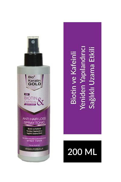 Bio Keratin Gold Biotin & Caffeine Anti-Shedding Hair Tonic Helps Fast Grow 200 ml