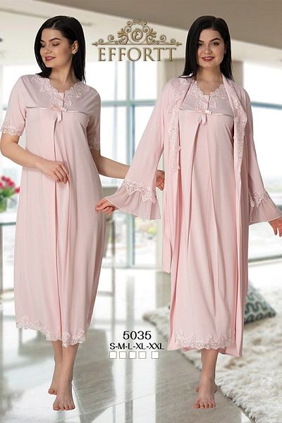 Effort Pijama Maternity Nightgown Set with Dressing Gown