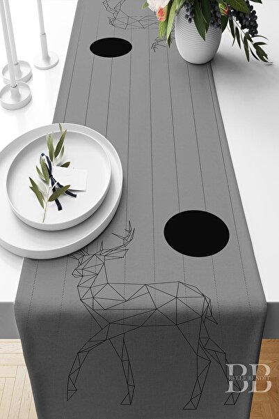 Belle Benoit Black Gray Double Sided Printed 4-Piece Pillowcase, Throw Pillow Cover and American Service Runner Set