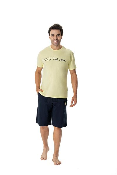 U.S. Polo Assn. Η.Π.Α. Polo Assn. Ανδρικό Σετ σορτς με στρογγυλή λαιμόκοψη κίτρινο 02Y.K1.M.8KE7.X.R7.