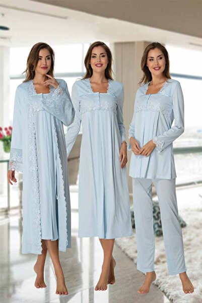 Effortt مجموعة Mayss Collections 7016 ثوب نوم أزرق اللون، فستان صباحي، بيجامة...