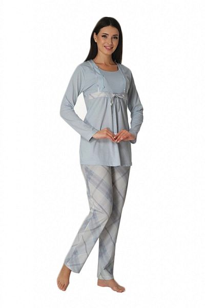 HAMİLE ÇARŞISI Set de pijamale de maternitate albastru