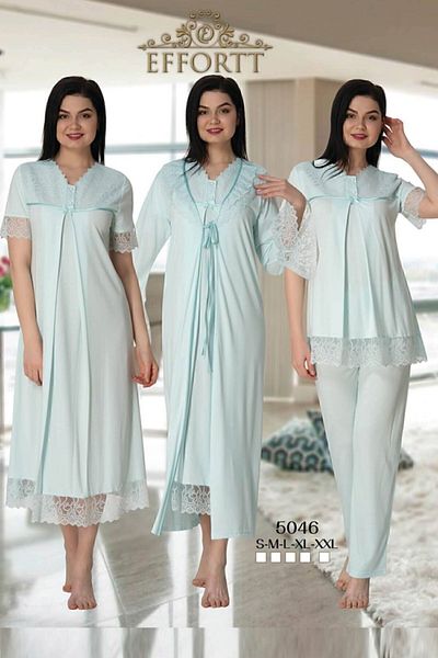 Effort Pijama Maternity Maternity Set with Guipure Dressing Gown