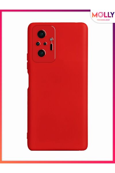Molly Xiaomi Redmi Note 10 Pro Için Kırmızı Liquid Içi Kadife Silikon Kılıf
