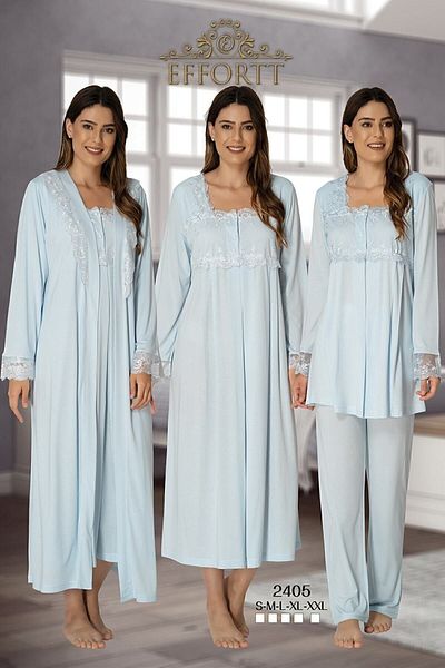 Effort Pijama مجموعة من 4 قطع للحوامل باللون الأزرق من إيفورت 2402-2403
