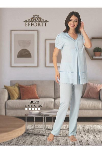 Effortt Set de pijamale de maternitate pentru femei, albastru