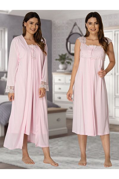 Effort Pijama Zerre Baby Pink Maternity Nightgown with Dressing Gown 2302