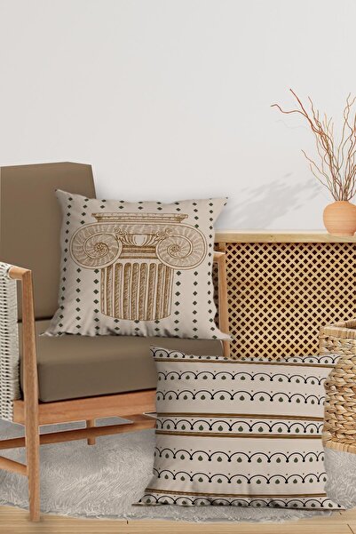 Belle Benoit 4’lü Çift Taraflı Dijital Baskılı Klasik Yastık Kılıfı Kırlent Kılıfı Seti – Fermuarlı, 43x43 cm