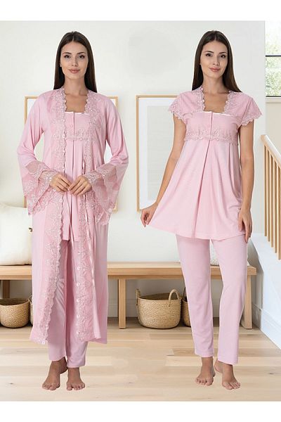 ByLohusa Effortt Pink Dressing Gown Maternity Pajama Set