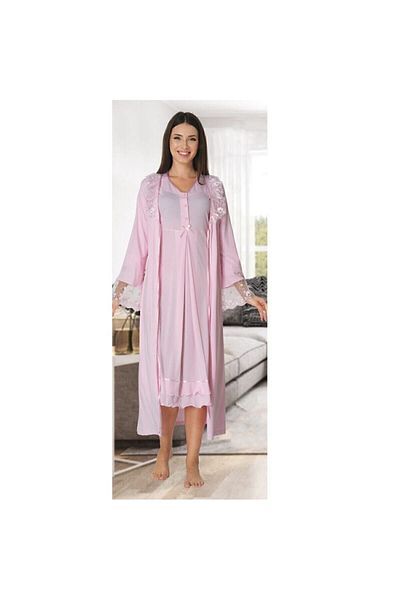 Effort Pijama Maternity Dressing Gown with Sleeve Lace Detail