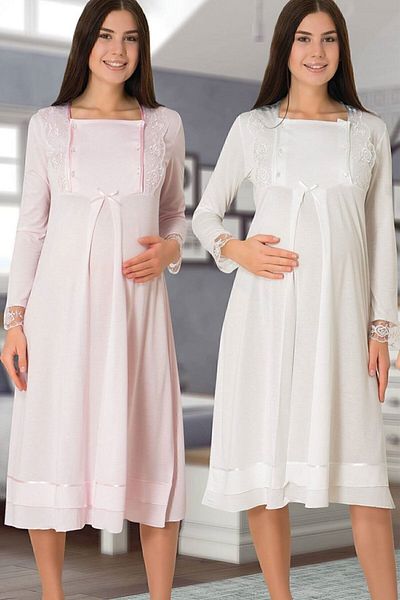Effort Pijama 2016ep Lace Sleeves Maternity Nightgown Set