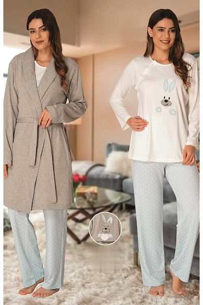 Effort Pijama Set de pijamale de maternitate albastră pentru femei cu halat 3090m
