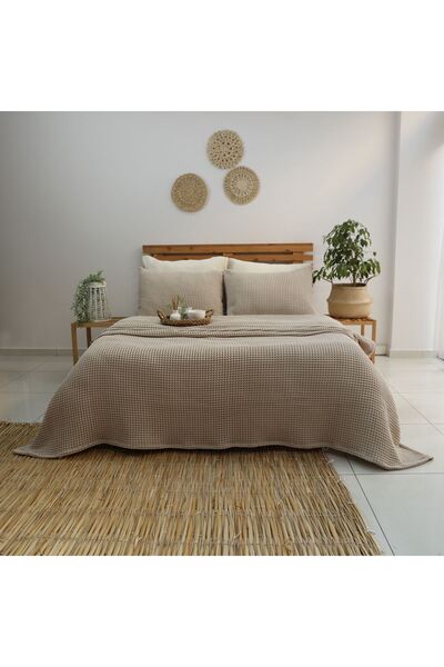 Cyc Atelier %100 Pamuk Terletmeyen Waffle Yatak Örtüsü - Yumuşak Dokulu Çift ...