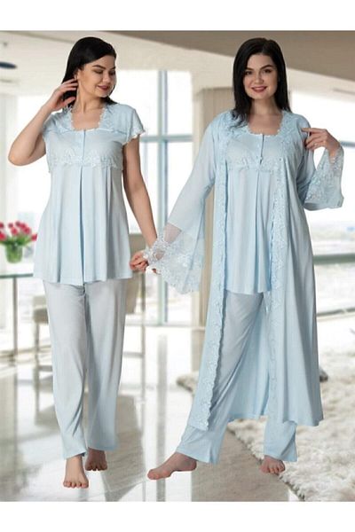Effort Pijama طقم بيجامة صباحية بأكمام قصيرة للحوامل من Zerre Bebe Effort 5011-blue