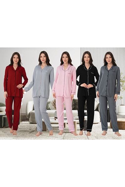 Effortt Set de pijamale țesute cu nasturi