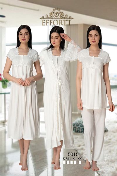 Effort Pijama 5015 Ecru Maternity Set with Dressing Gown
