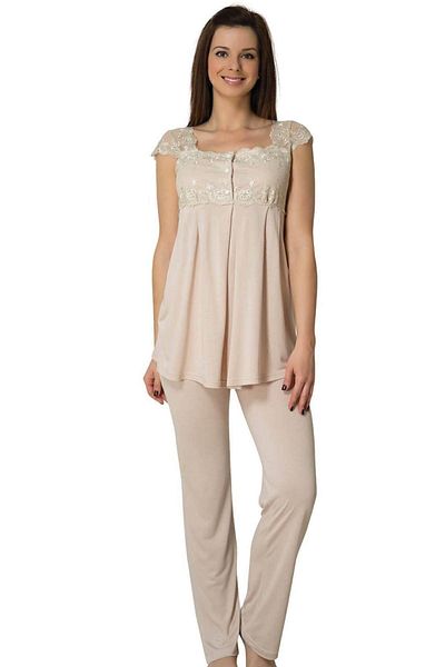 Effortt Women's Milk Brown Maternity Pajamas Set 2303sk