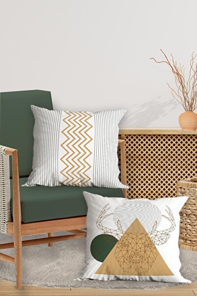 Belle Benoit Σετ με 4 μαξιλαροθήκες διπλής όψης με ψηφιακή εκτύπωση Deer Throw Pillow – με φερμουάρ, 43x43 cm