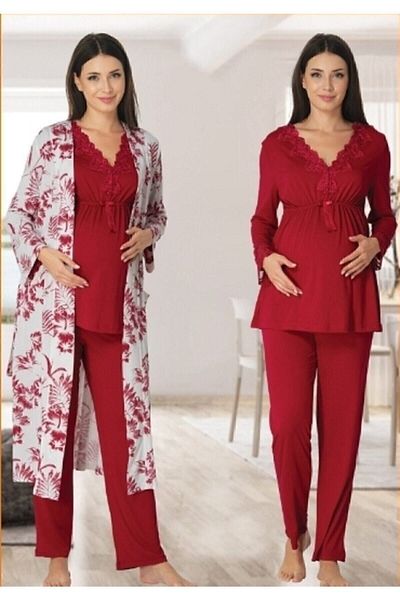 Effortt Zerre Bebe Women's Fuchsia Maternity Pajama Set and Dressing Gown