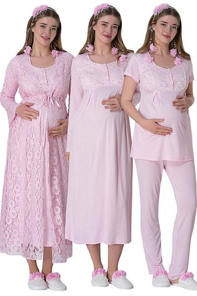 ByLohusa Pink Lace Maternity Maternity Set