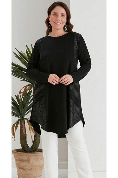Te&Te Women's Large Size Front Patterned Tunic