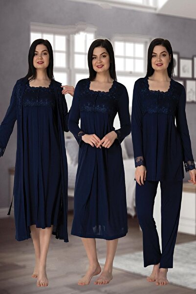 kaktüslohusa طقم بيجامة نسائي بأكمام طويلة باللون الأزرق الداكن من Effort طقم...