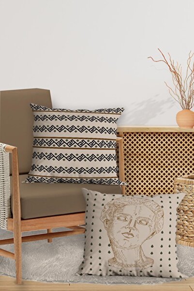 Belle Benoit 4’lü Çift Taraflı Dijital Baskılı Klasik Yastık Kılıfı Kırlent Kılıfı Seti – Fermuarlı, 43x43 cm