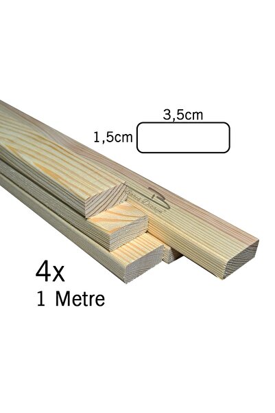 Barış Dizayn Çam Masif Silinmiş Kuru Tahta Hobi Çıta Oval Kenar 3,5 x 1,5cm -...