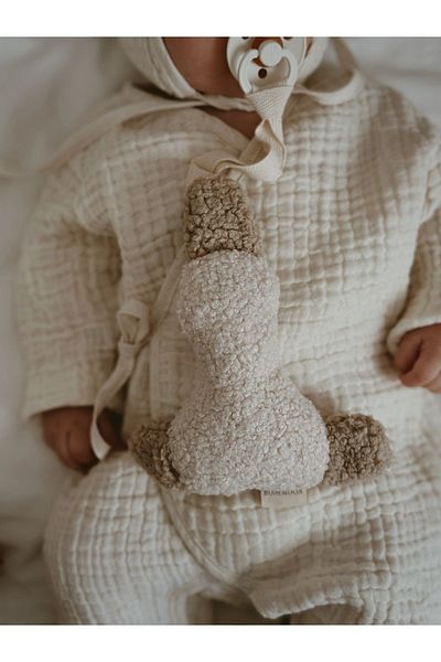 bohemoon Teddy Duck Duck Pacifier Strap Beige/Cream