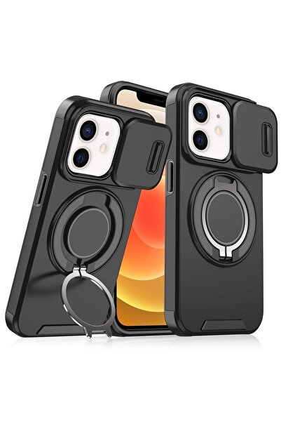 Deppo Trend حافظة متوافقة مع هاتف iPhone 12/12 Pro مع حامل حماية للكاميرا قاب...