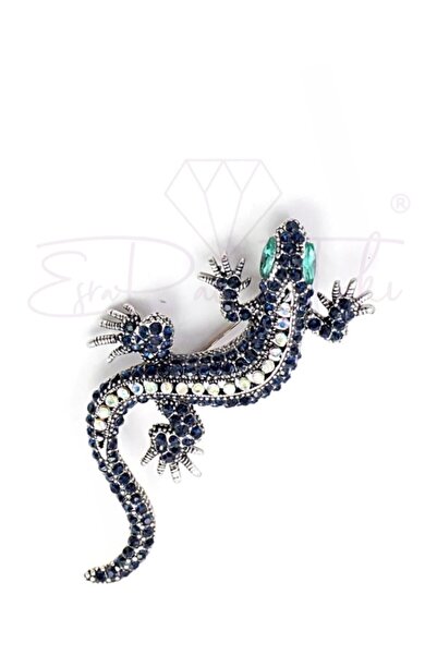 Esra Pamir Gümüş Renk Kertenkele Broş Ve Kolye Ucu