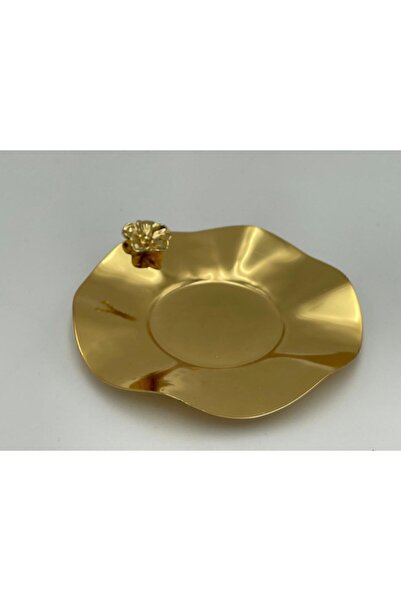 Esina Gold Tea Plate 6 Pieces Rose Detailed Decorative and Stylish Coasters Gold