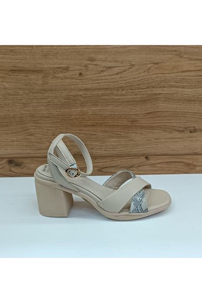 Greyder 33551 Sandale casual de damă cu model de șarpe din piele naturală bej