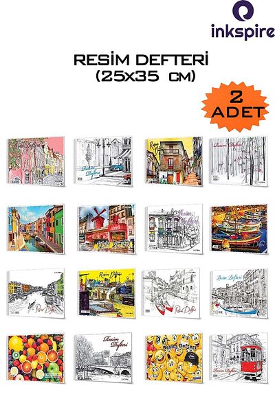 inkspire Caiet de imagini în spirală 25x35 cm - 15 coli, 2 bucăți, copertă din carton cu inele de dimensiune medie