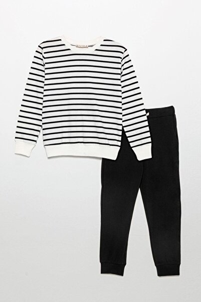 for you kids Ριγέ φούτερ Jogger Black Bottom Top Σετ