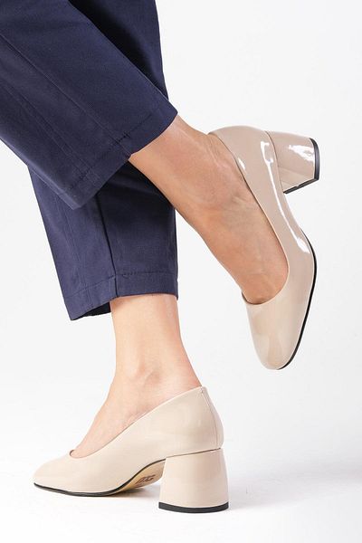 Mio Gusto Jade Mary Jane - Pantofi de damă cu vârf rotund, cu toc bloc, din piele lacuită