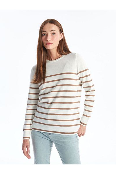 LC Waikiki Lcw Crew Neck Striped Long Sleeve Women's Knitwear Sweater