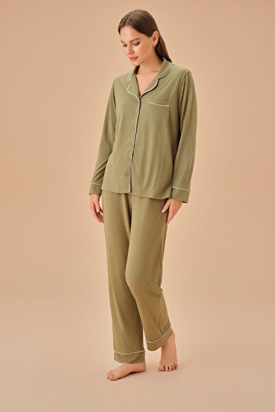 SUWEN Elizabeth Casual Shirt Collar Pajama Set
